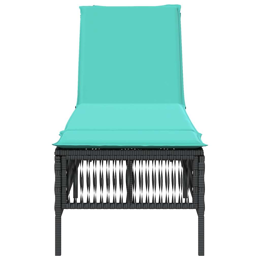 vidaXL Sonnenliege mit Kissen Schwarz Poly Rattan - Image 4