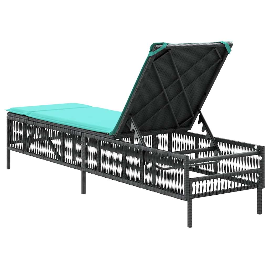 vidaXL Sonnenliege mit Kissen Schwarz Poly Rattan - Image 6