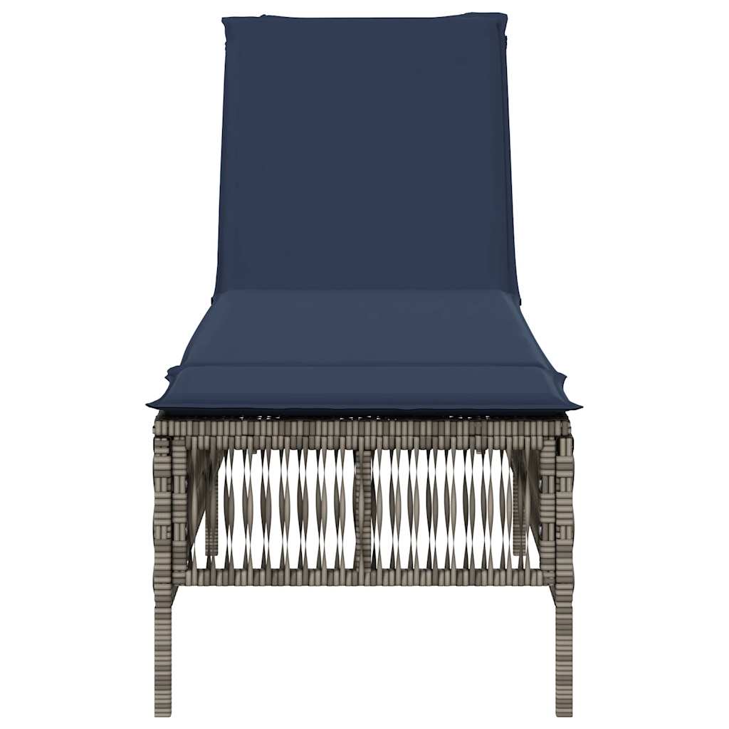 vidaXL Sonnenliege mit Kissen Grau Poly Rattan - Image 4