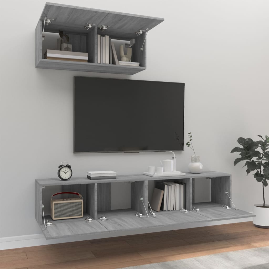 vidaXL Ensemble de meubles TV 3 pcs Sonoma gris Bois d'ingénierie - Image 3