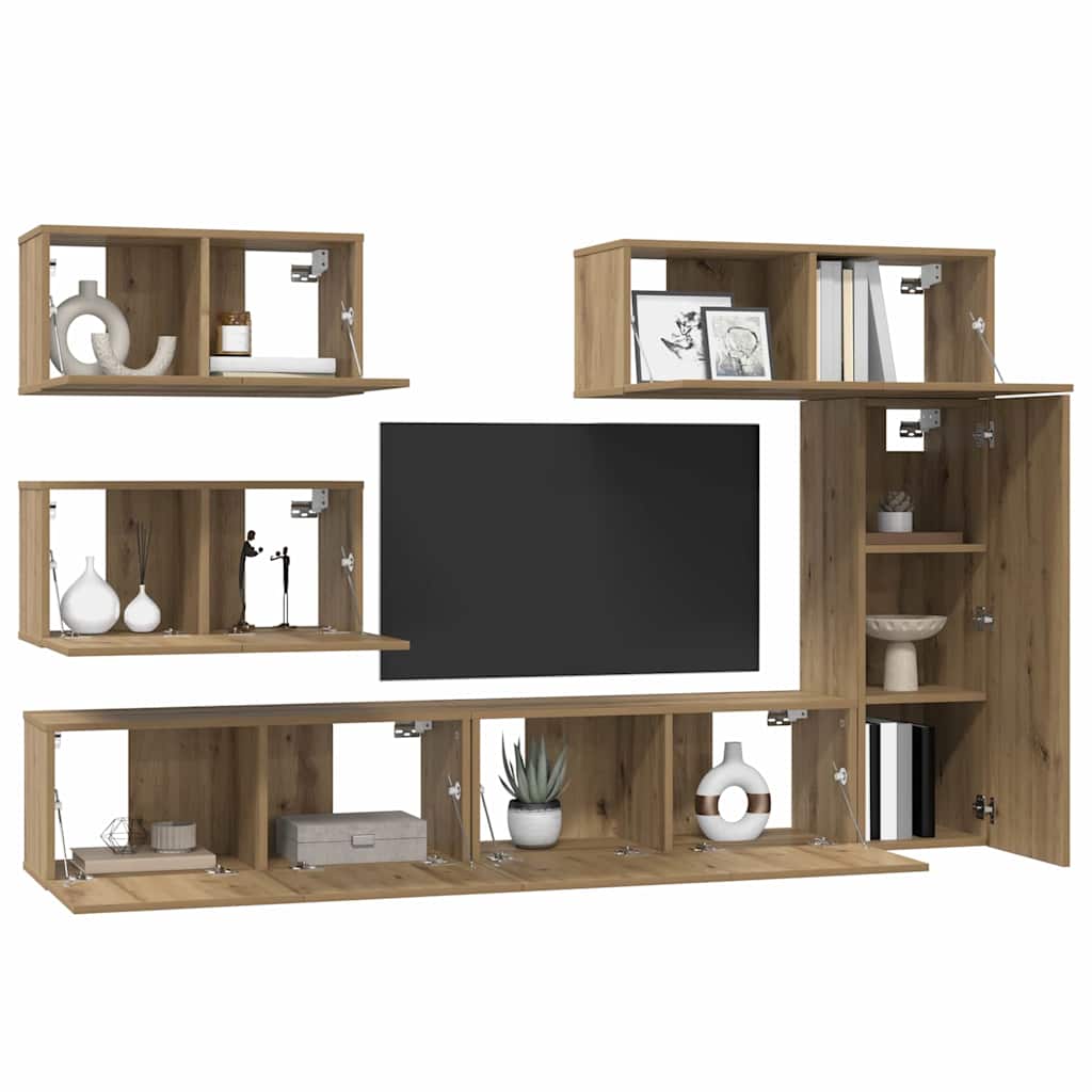 vidaXL Conjunto de mueble de TV 6 pcs Roble artesanal - Image 3