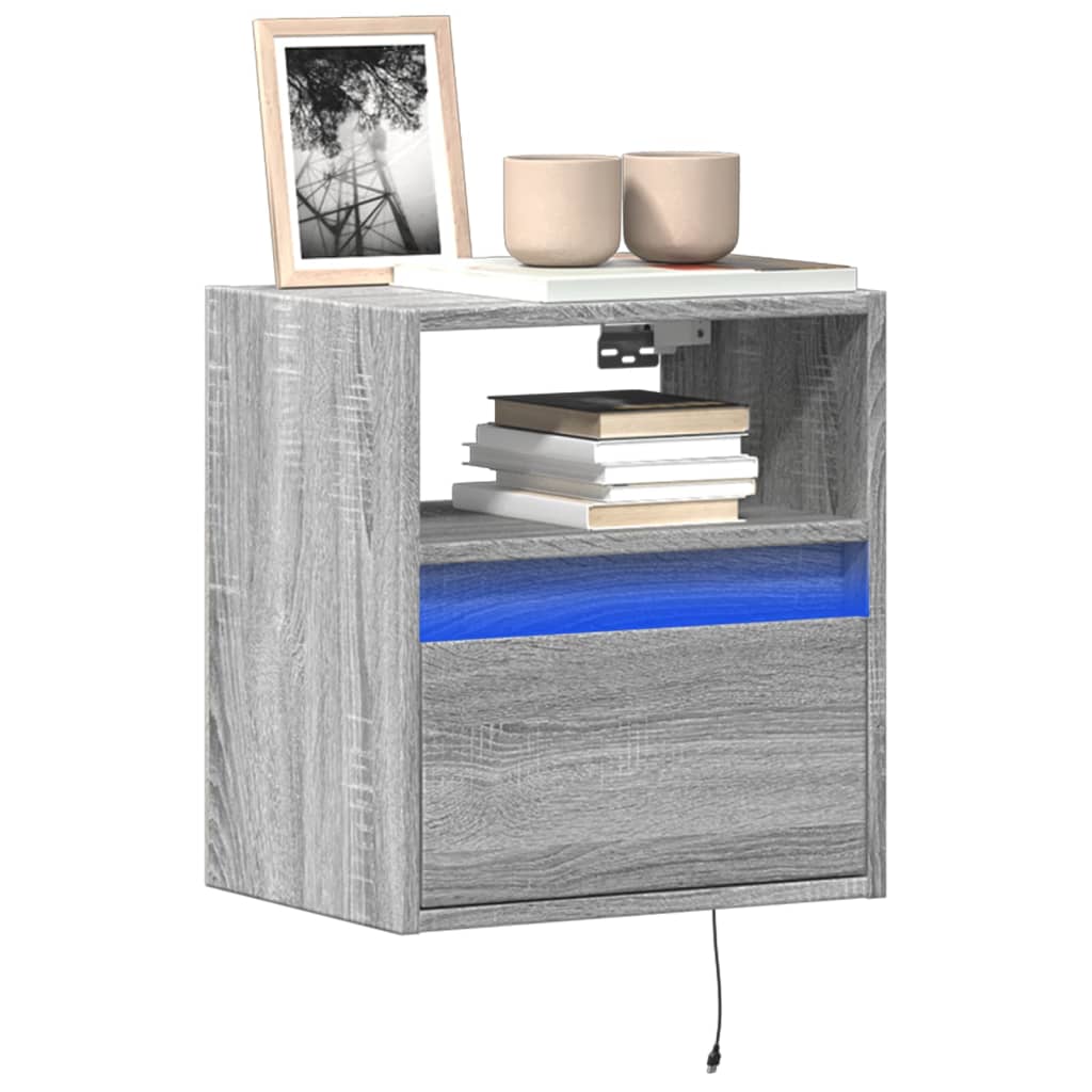 vidaXL Mueble de TV de pared con luces LED gris Sonoma 41x31x45 cm