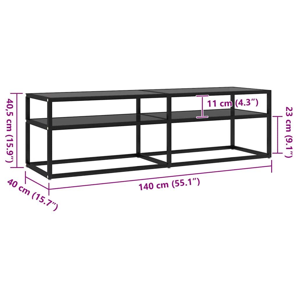 vidaXL Mueble para TV vidrio templado negro 140x40x40,5 cm - Image 6