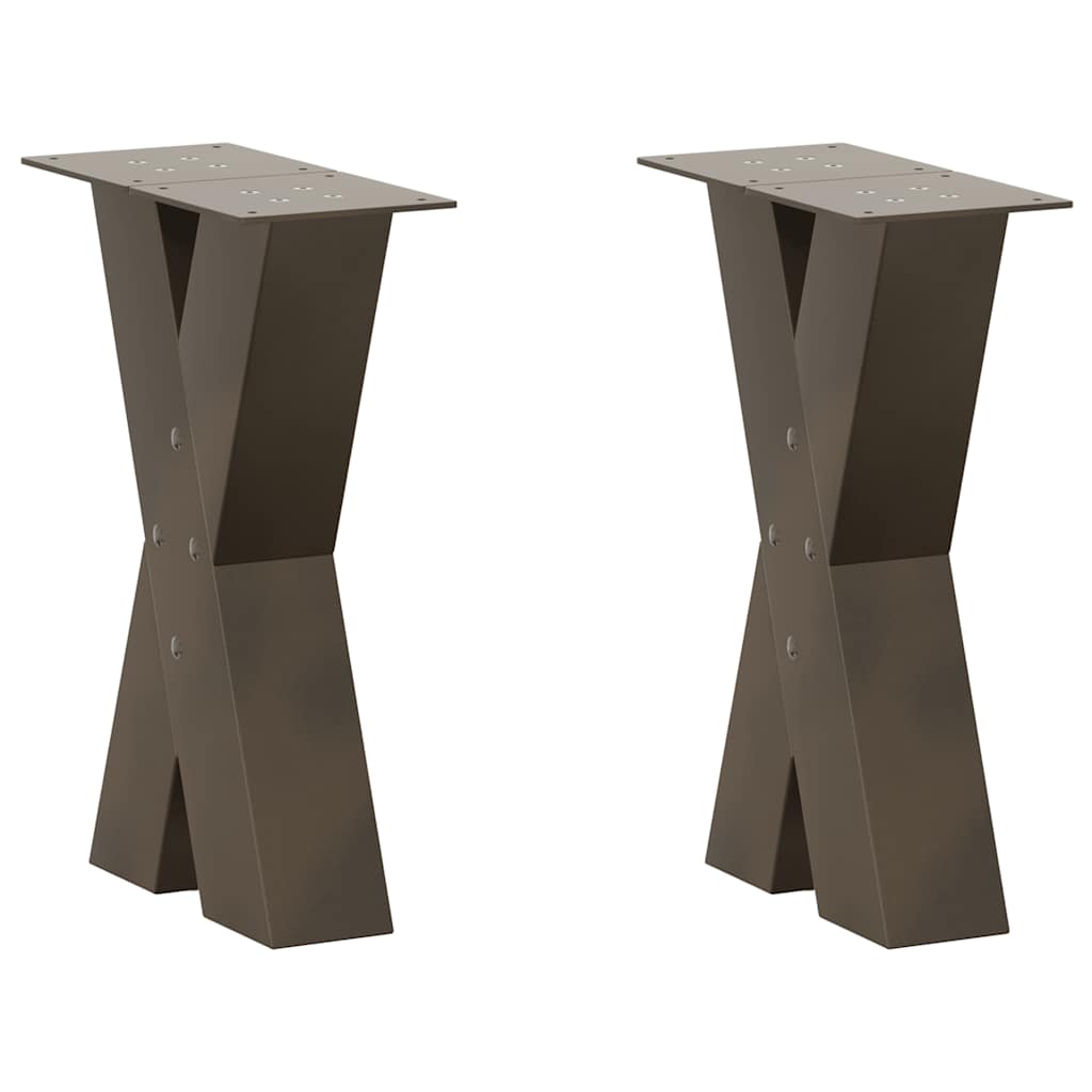 vidaXL Patas para mesa de centro en forma de X (2 unidades), acero natural, 38 x (42-43) cm.