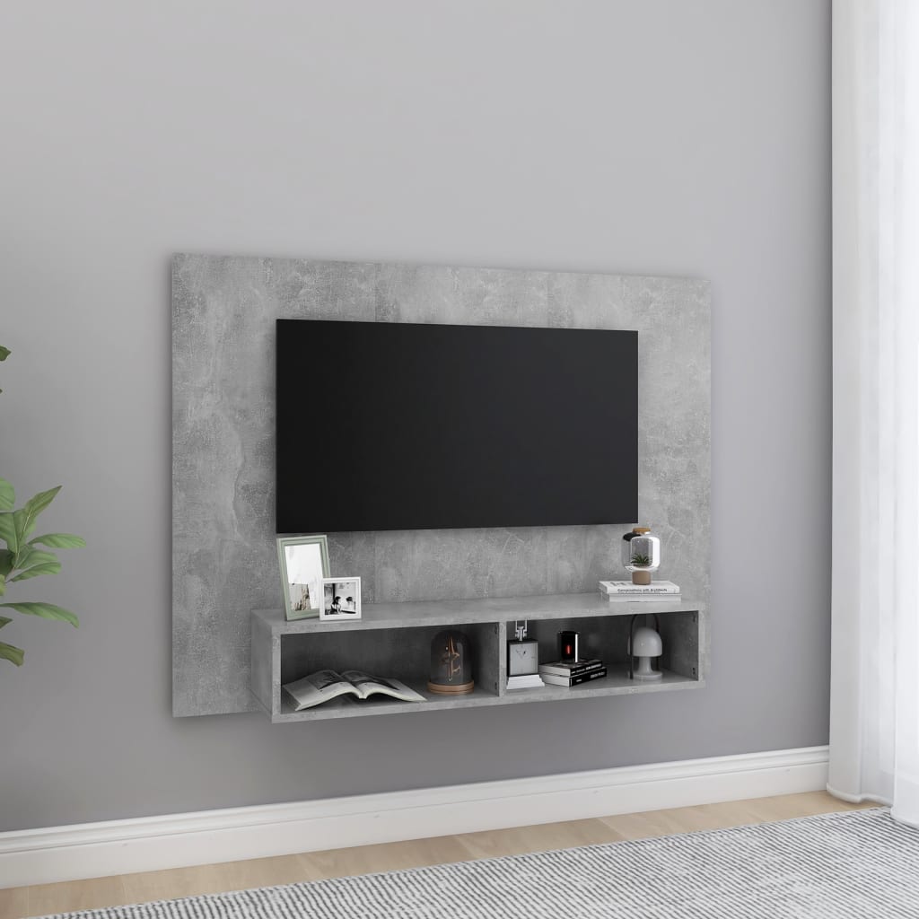 vidaXL Meuble TV mural Gris béton 120x23,5x90 cm Bois d’ingénierie