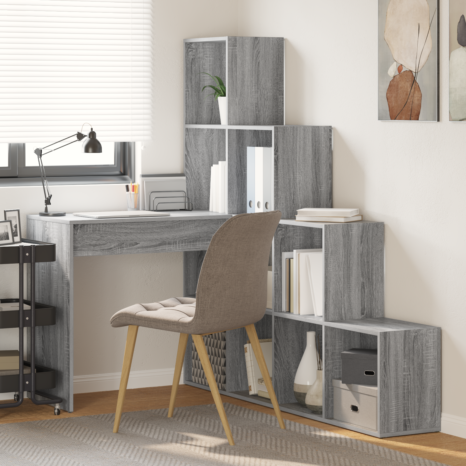 Scrivania Ad Angolo Grigio Sonoma 101,5 X 149,5 X 149,5 cm