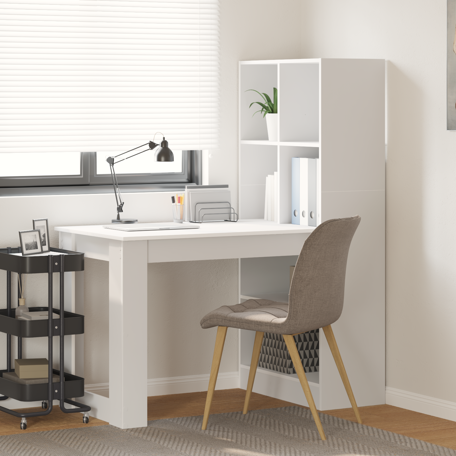 Scrivania Bianco 122 X 67 X 145 Cm Legno Multistrato