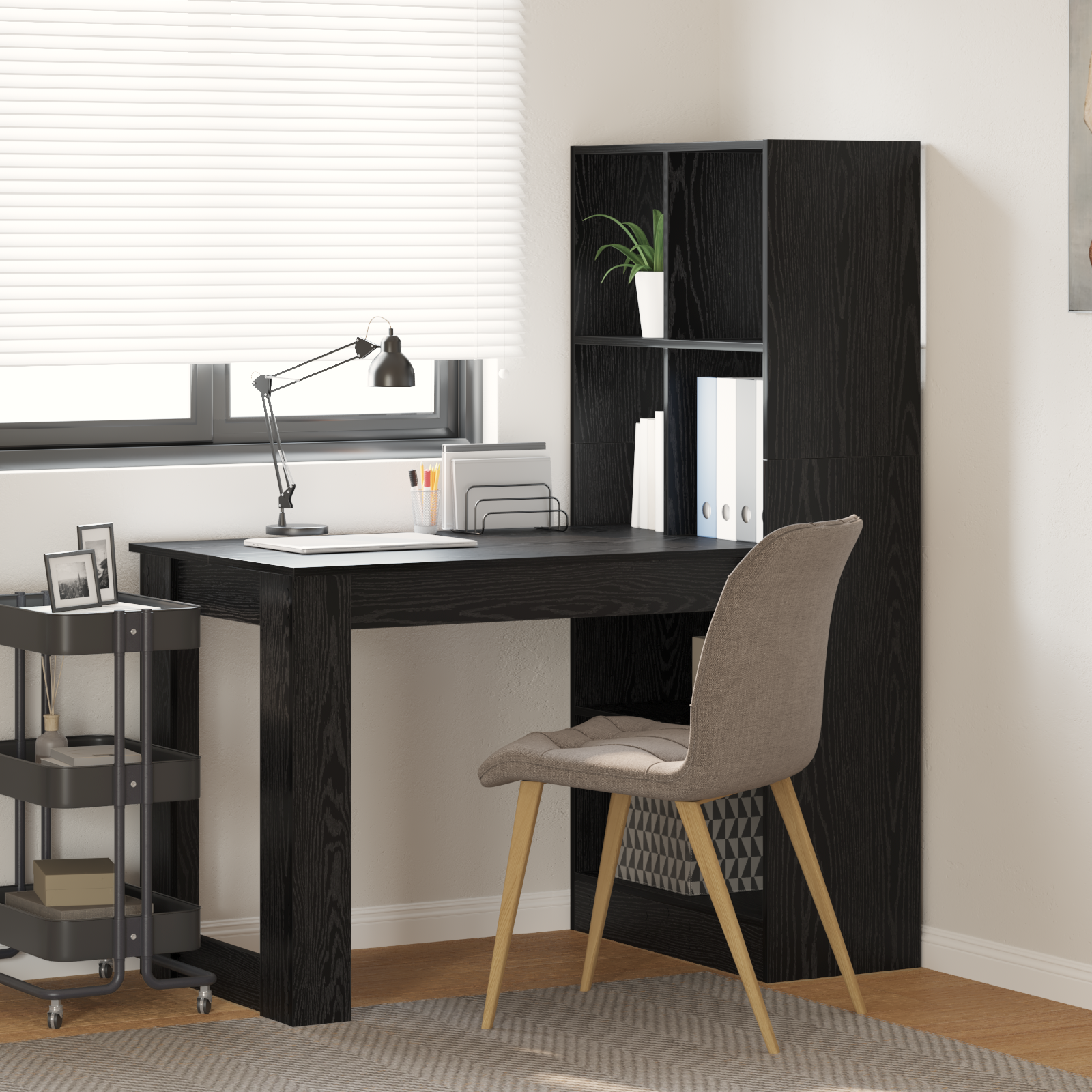 Scrivania Rovere Nero 122 X 67 X 145 Cm Legno Multistrato