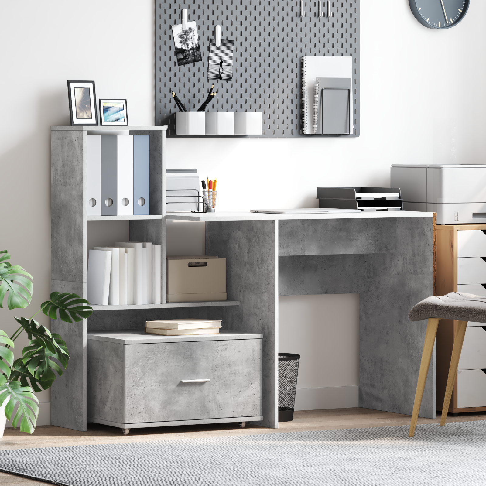 Scrivania Con Cassetto Grigio Cemento 131,5 X 50 X 106,5 cm