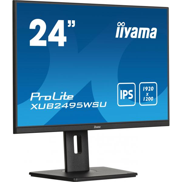 Iiyama Prolite Xub2495wsU-B7 Monitor Pc 61,2 Cm [24.1] 1920 X 1200 Pixel 4k Ultra Hd Led Nero (24.1in Ultra Thin Ips 1920x1200 - 4ms 300cd/m2 1000:1