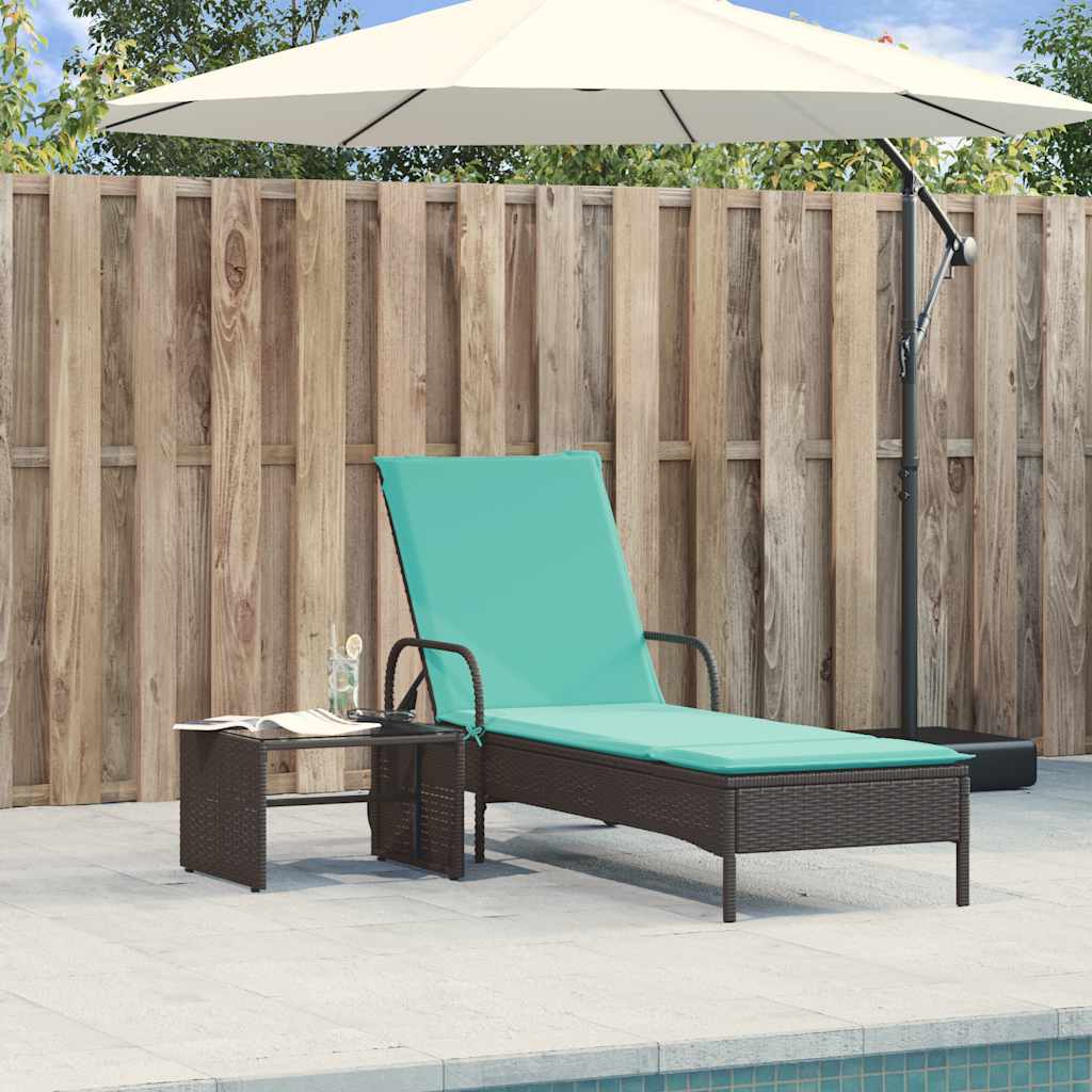 vidaXL Sonnenliege mit Rollen und Kissen Schwarz Poly Rattan - Image 3