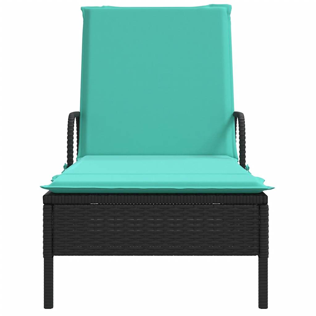 vidaXL Sonnenliege mit Rollen und Kissen Schwarz Poly Rattan - Image 4