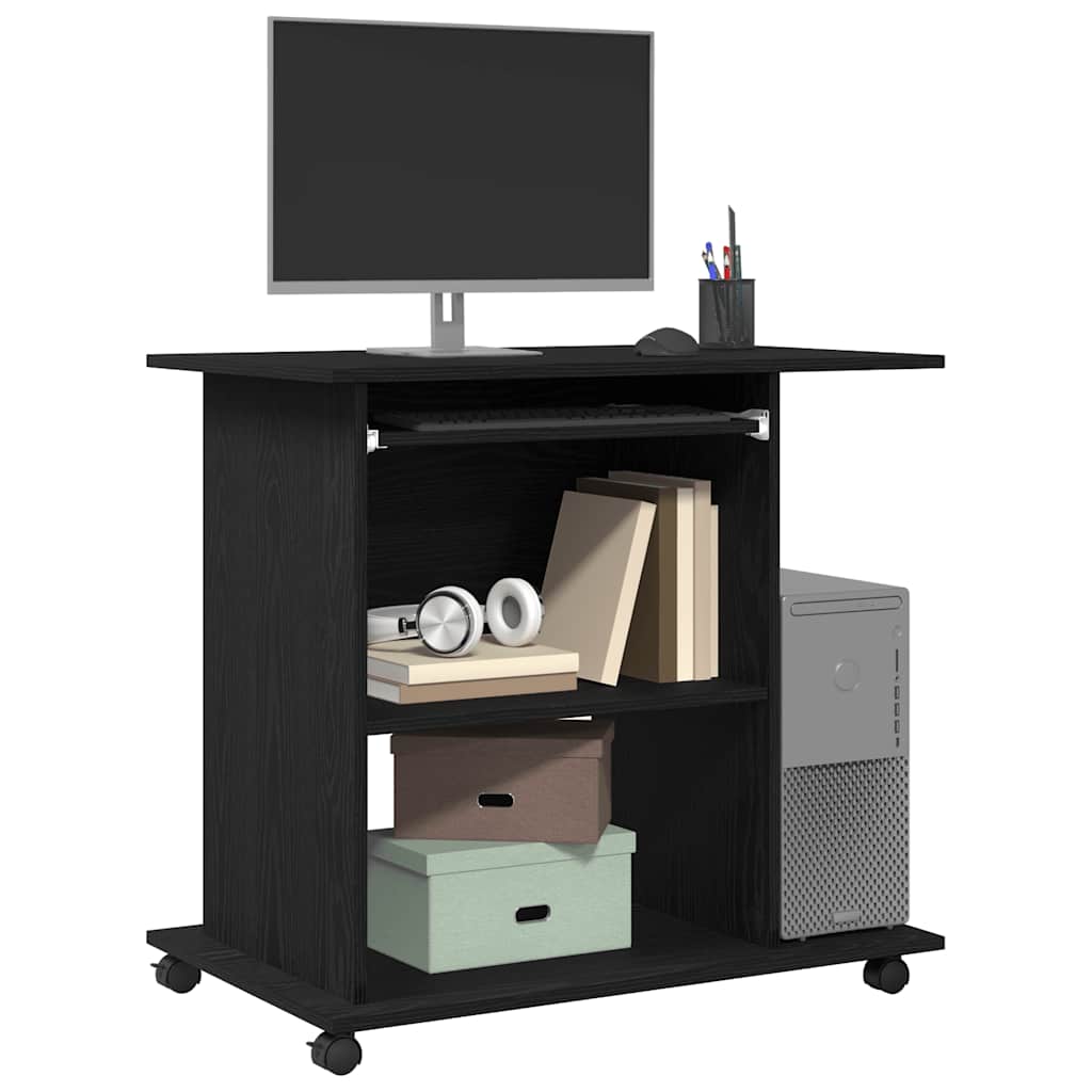 vidaXL Computertisch Eiche schwarz 80x50x75 cm Holzwerkstoff - Image 4