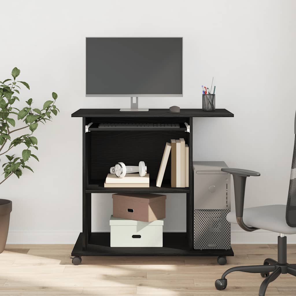 vidaXL Computertisch Eiche schwarz 80x50x75 cm Holzwerkstoff - Image 3