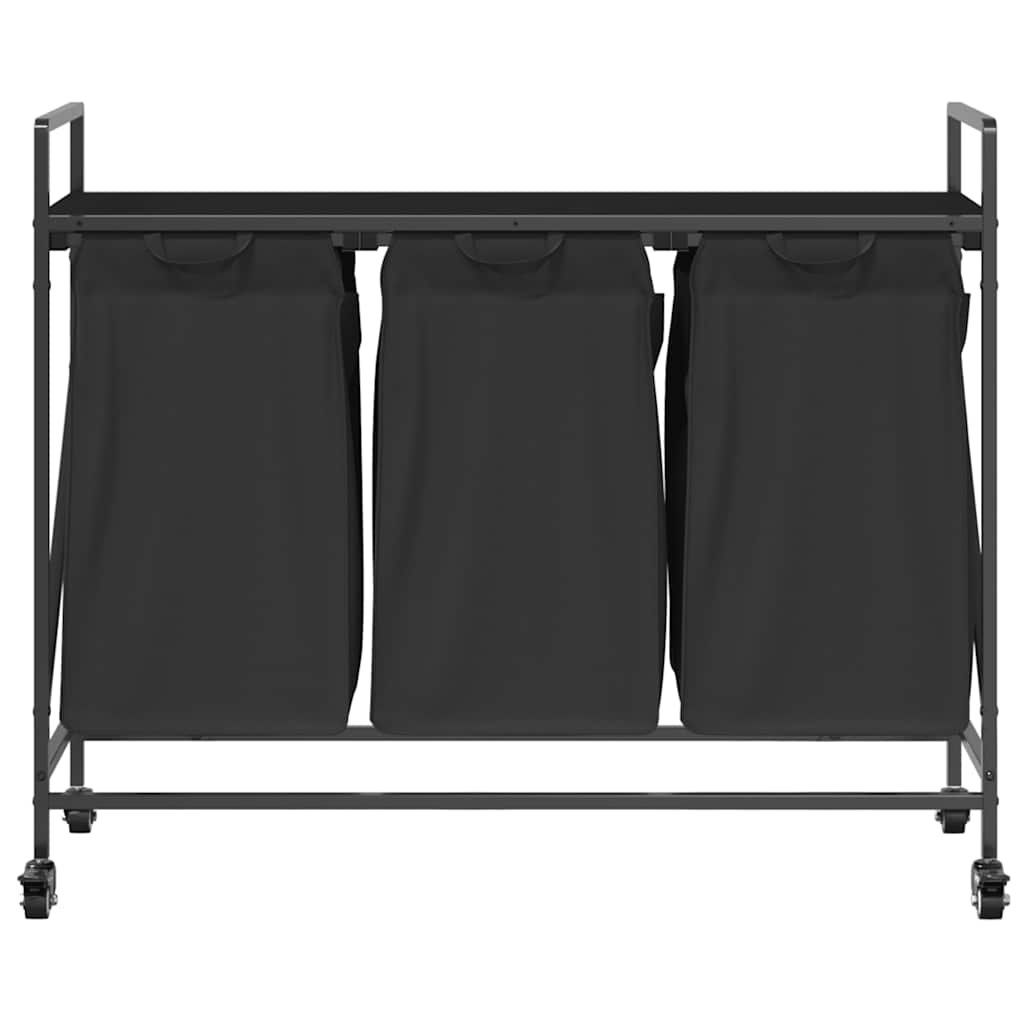 vidaXL Wäschekorb 3 Fächer mit Rädern Schwarze Eiche - Image 6