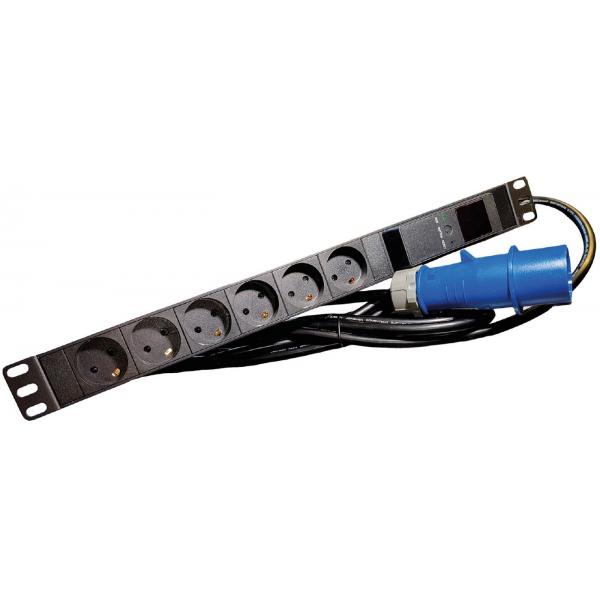 Lanview Lvr261876d Unità Di Distribuzione Dell'energia [pdu] 6 Presa[e] Ac 1u Nero (19 Rack Mount Power Strip, - 1u, 16a With 6 X Danish Type - K, gr