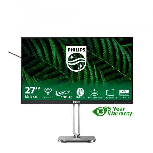 Philips 5000 Series 27b2g5500/00 Monitor Pc 68,6 Cm [27] 2560 X 1440 Pixel Quad Hd Lcd Antracite (led Monitor 27 Inch Ips 100hz)