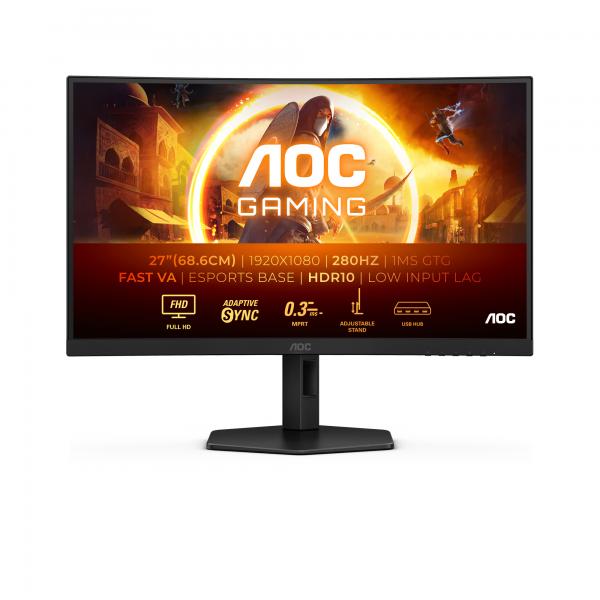 Aoc G4 C27g4zxu Monitor Pc 68,6 Cm [27] 1920 X 1080 Pixel Full Hd Led Nero (aoc Gaming G4 Curved Fast Va Fhd 280hz)