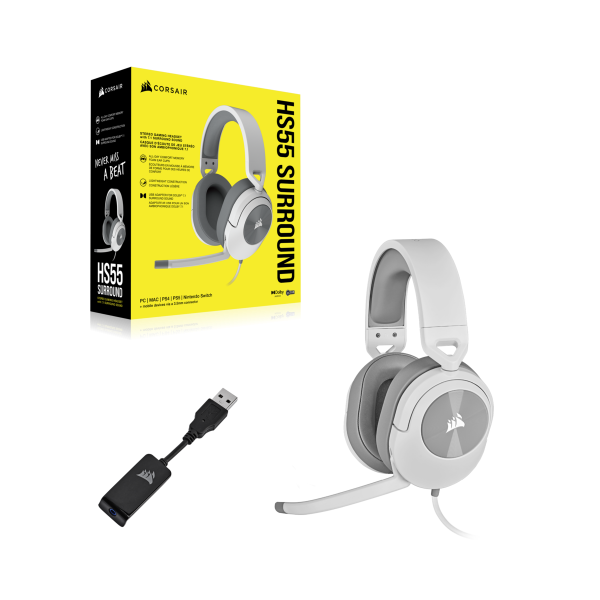 Corsair Hs55 Surround Auricolare Cablato Portatile Gaming Bianco (corsair Hs55 7.1 Gaming Headset White) - Image 4