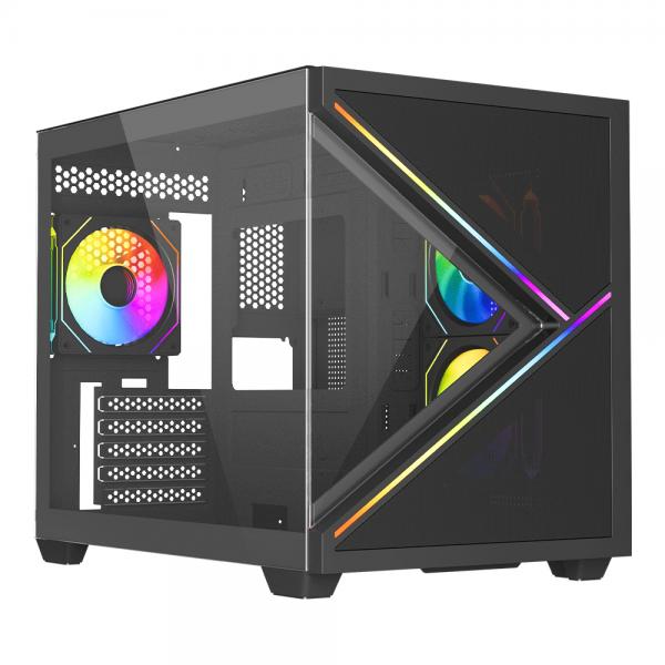Vida Arcade Midi Tower Nero (vida Arcade Black Argb Gaming Case W/ Glass Side & Glass/mesh Front, Micro Atx, Argb Strips, 3x Argb Pwm Fans, 6-Port ar