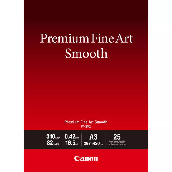 Canon FA-Sm2 A3 Bianco Liscio (canon Premium Fine Art FA-Sm2 - Smooth - 16.5 Mil - A3 [297 X 420 Mm] - 310 G/m? - 82 Lbs - 25 Sheet[s] Photo Paper -