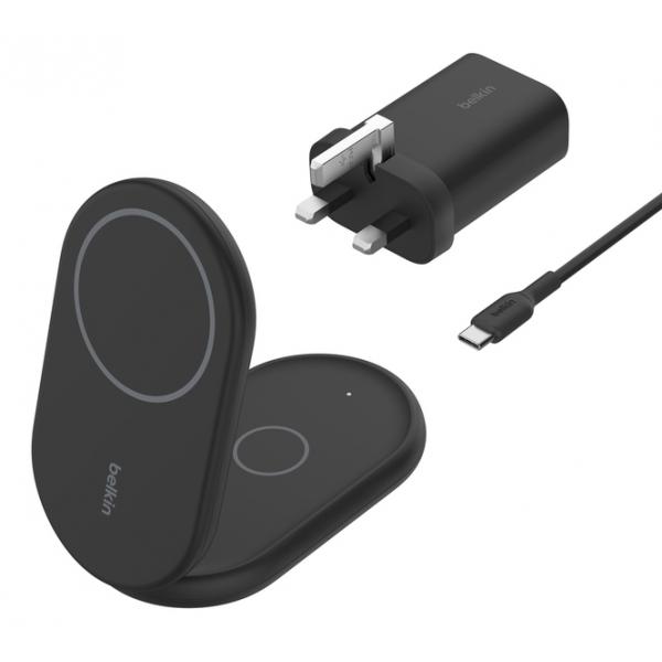 Belkin Wiz028mybk Caricabatterie Per Dispositivi Mobili Nero (boost?charge Qi2 15w Magnetic 2in1 Stand Black)