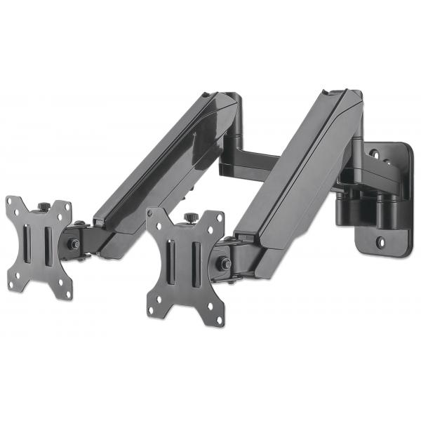 Manhattan 461627 Supporti A Parete Per Tv 81,3 Cm [32] Nero (tv & Monitor Mount, Wall, Full Motion [gas Spring], 2 Screens, Screen Sizes: 17-32, Blac