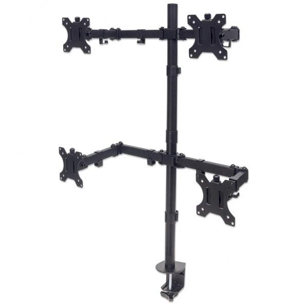 Manhattan 461566 Supporti A Parete Per Tv 81,3 Cm [32] Scrivania Nero (tv/monitor Desk Mount 4 Screens - 27in Clamp Vesa To 100x100mm)