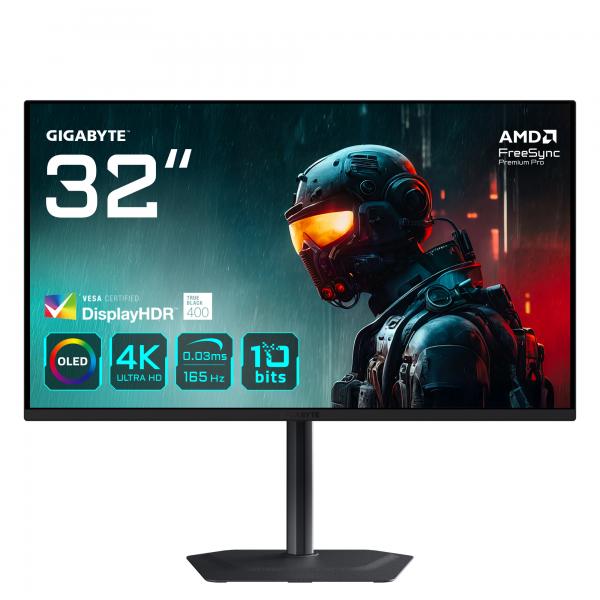 Gigabyte Mo32u 31,5 Monitor Gaming Oled 4k Uhd - 3840 X 2160, 165hz, 0.03ms, 250 Cd/m², Display Hdr True Black 400, Hdmi 2.1, Displayport 1.4 (gigaby