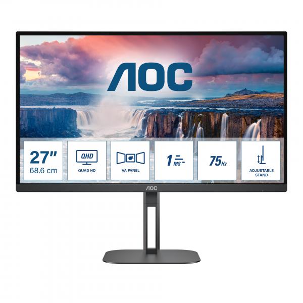 Aoc V5 Q27v5n/bk Monitor Pc 68,6 Cm [27] 2560 X 1440 Pixel Quad Hd Led Nero (aoc ValuE-Line Q27v5n/bk - V5 Series - Led Monitor - 27 - 2560 X 1440 qh