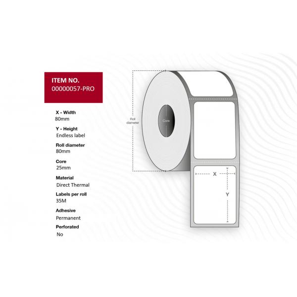 Capture 00000057-Pro Etichetta Per Stampante (label 80mm[width] X - 88mm[outer Diameter] - Core - 25. White. Premium. Dt. Permanent. 4 Rolls Per Box.