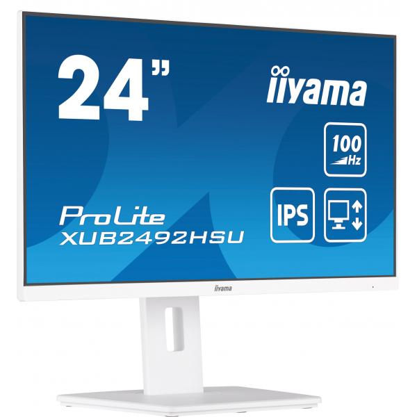 Iiyama Xub2492hsU-W6 Monitor Pc 60,5 Cm [23.8] 1920 X 1080 Pixel Full Hd Led Bianco (iiyama 24 Inch Ips Monitor Xub2492hsU-W6, Height Adjustable, Ful