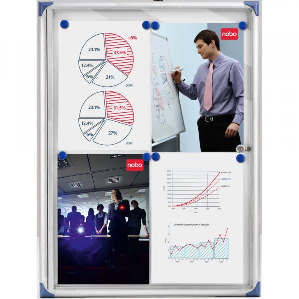 Nobo Bacheche Da Interni Extra Piatte (nobo 1900847 Internal Flat Glazed Case 6 X A4 Magnetic)