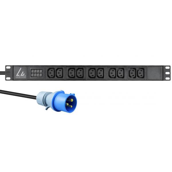 Lanview LvR-3mieC-AmP-10c13 Unità Di Distribuzione Dell'energia [pdu] 10 Presa[e] Ac 1u Nero (19 Rack Mount Power Strip, - 1u, 16a With 10 X C13 Sock