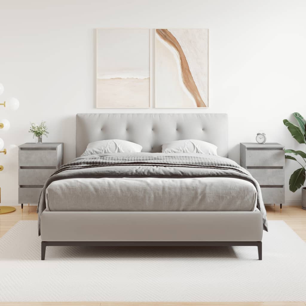 Comodini 2 Pz Grigio Cemento 40x35x69 Cm In Legno Multistrato