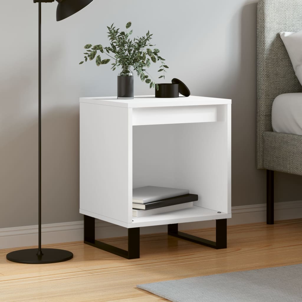 Comodino Bianco 40x35x50 Cm In Legno Multistrato