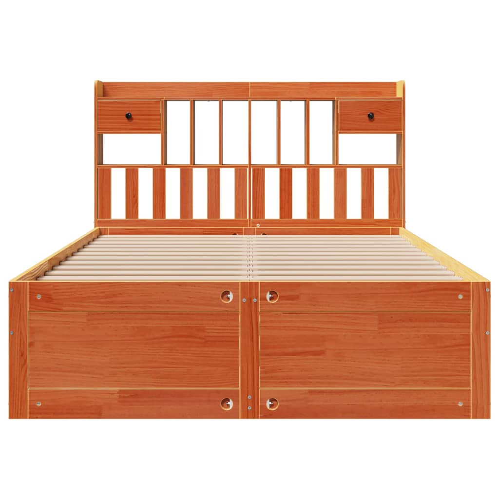 Letto Libreria Senza Materasso Marrone Cera 140x200 Cm In Pino - Image 4