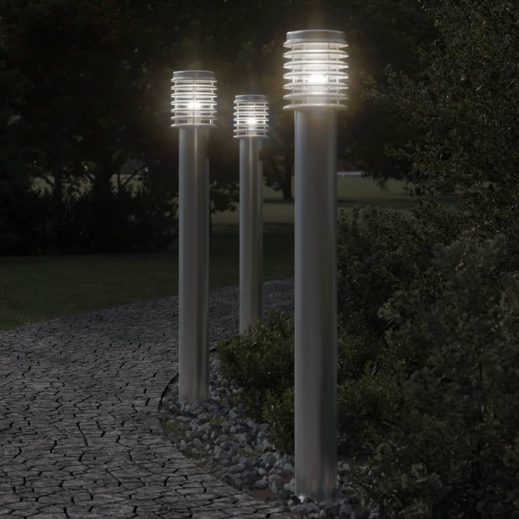 Lampada Da Terra Per Esterni Argento 110 Cm In Acciaio Inox