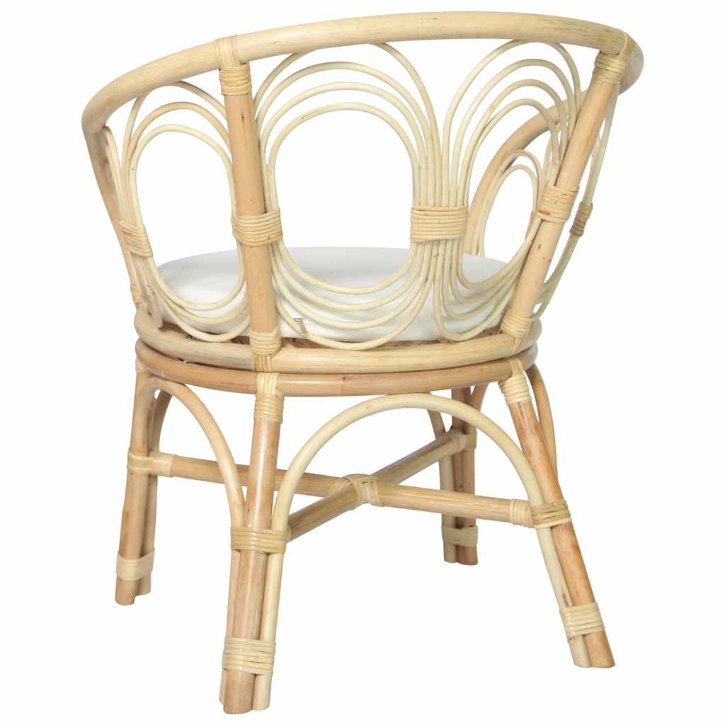 Sedia Da Pranzo Con Cuscino In Rattan Naturale E Lino - Image 3