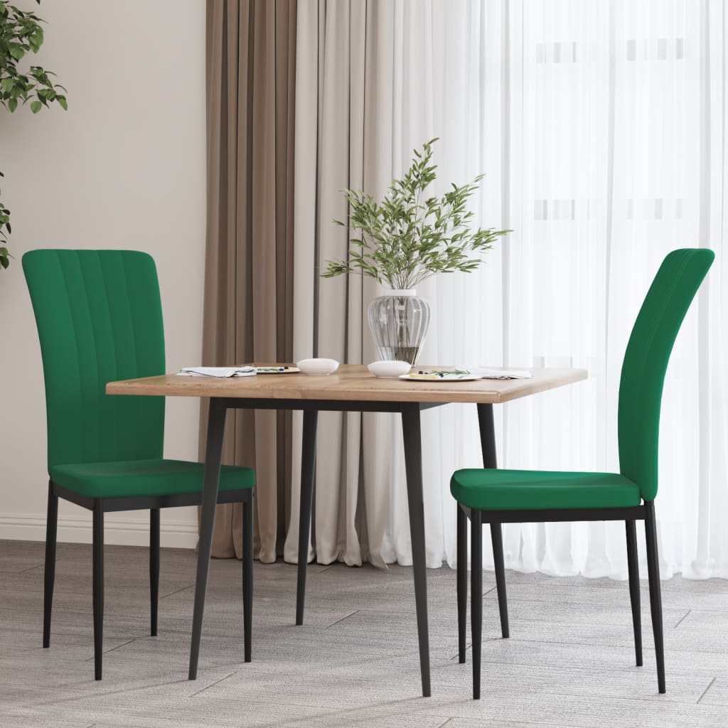 Sedie Da Pranzo 2 Pz Verde Scuro In Velluto