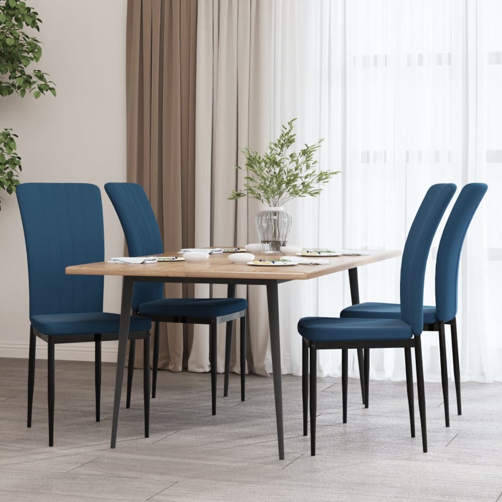 Sedie Da Pranzo 4 Pz Blu In Velluto