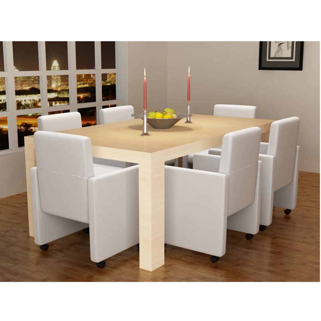 Sedie Da Pranzo 6 Pz Bianche In Similpelle