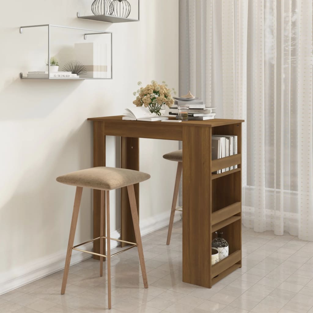 Tavolino Da Bar Con Ripiani Marrone Rovere 102x50x103,5 cm