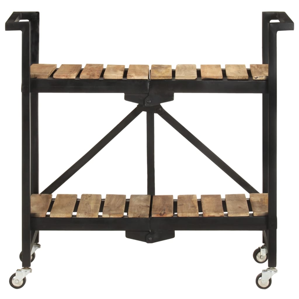 Carrello Da Cucina 87x36x81 Cm In Legno Massello Di Mango