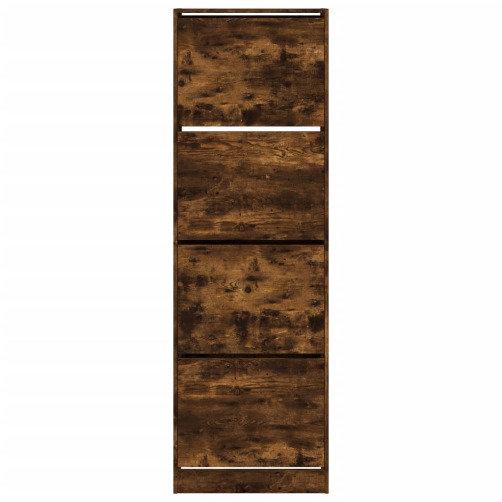 Scarpiera Con 4 Cassetti Ribaltabili Rovere Fumo 60x34x187,5 cm - Image 6