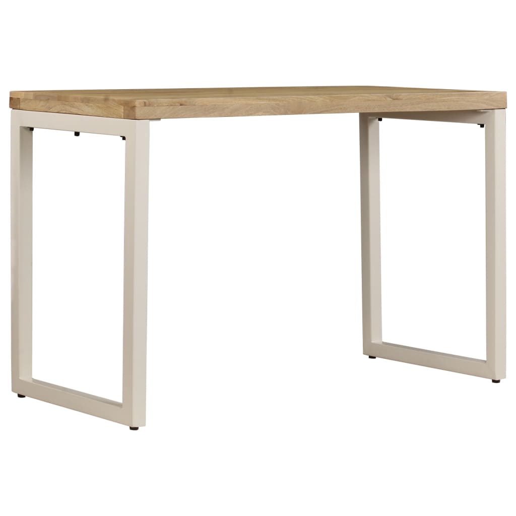 Tavolo Da Pranzo 115x55x76 Cm Legno Massello Di Mango E Acciaio