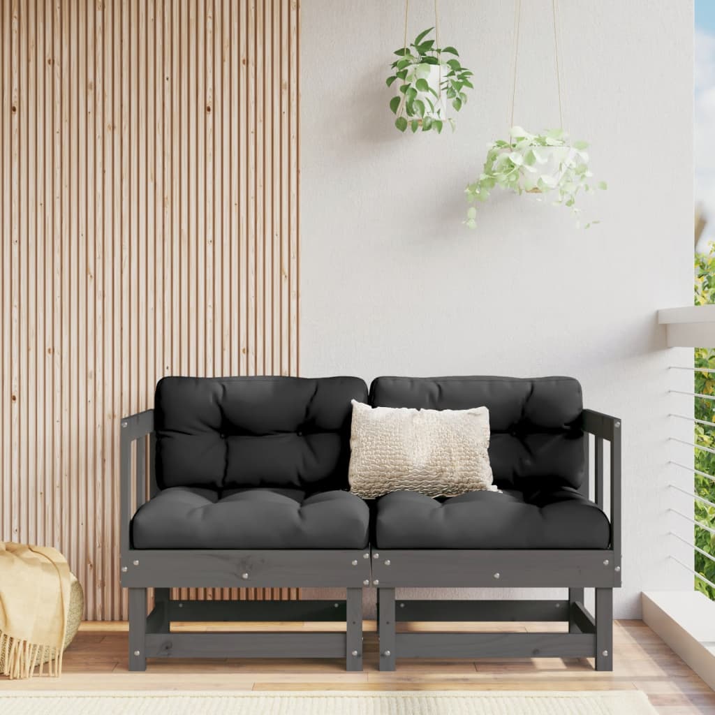 Divani Angolari Da Giardino 2 Pz Grigi Legno Massello Di Pino