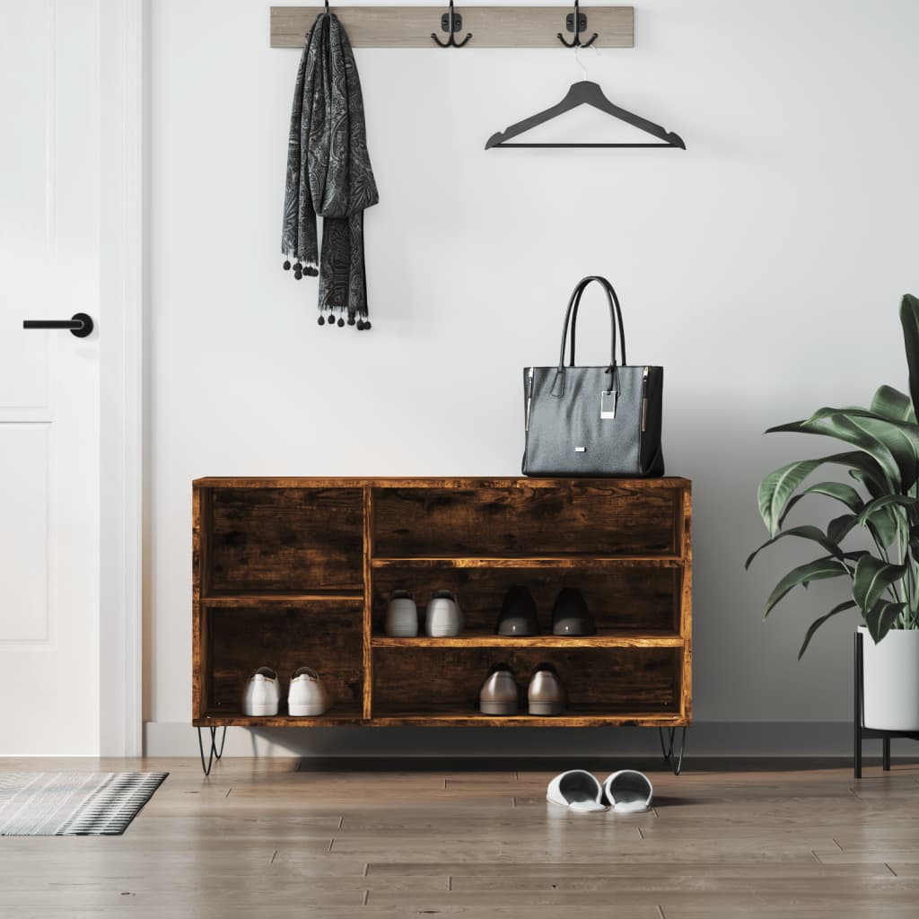 Scarpiera Rovere Fumo 102x36x60 Cm In Legno Multistrato