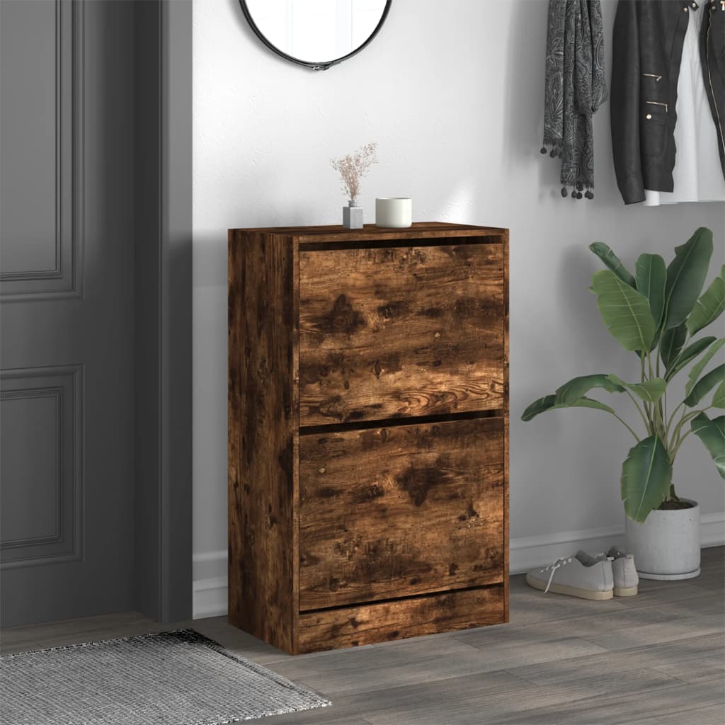 Scarpiera Rovere Fumo 60x34x96,5 Cm In Legno Multistrato - Image 3