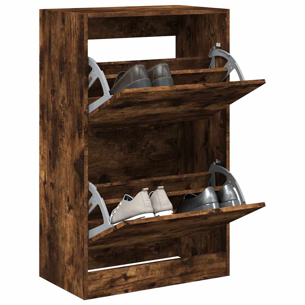 Scarpiera Rovere Fumo 60x34x96,5 Cm In Legno Multistrato
